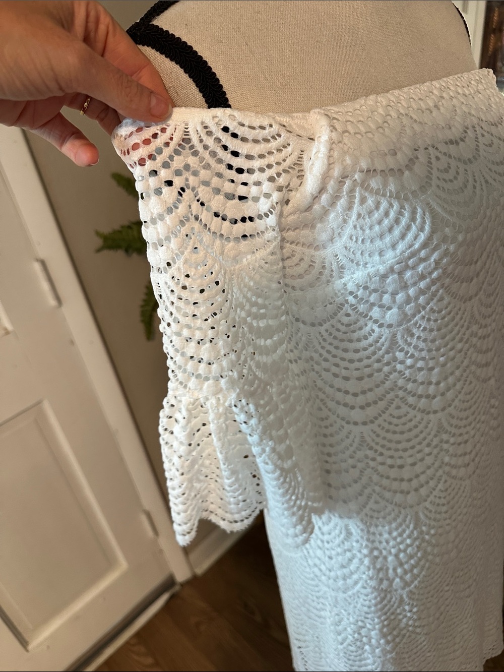 Lilly Pulitzer White Crochet Off-Shoulder Mini Dress - Picture 4 of 5